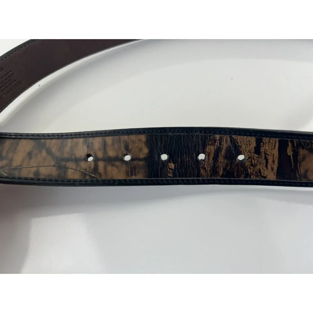 Mossy Oak Camouflage Brown 1705 Camo Genuine Leather Men’s Sz 38 Reversible Belt